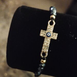 Elegant Gold and Blue Evil Eye Bracelet